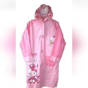 Hello Kitty Pink Raincoat Kids XXL with inflatable hood and backpack extension
